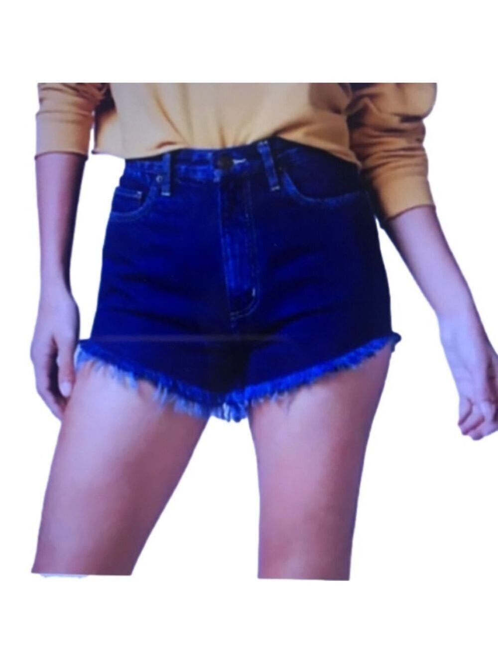 Lee High Rise Frayed Hem Jean Shorts 28